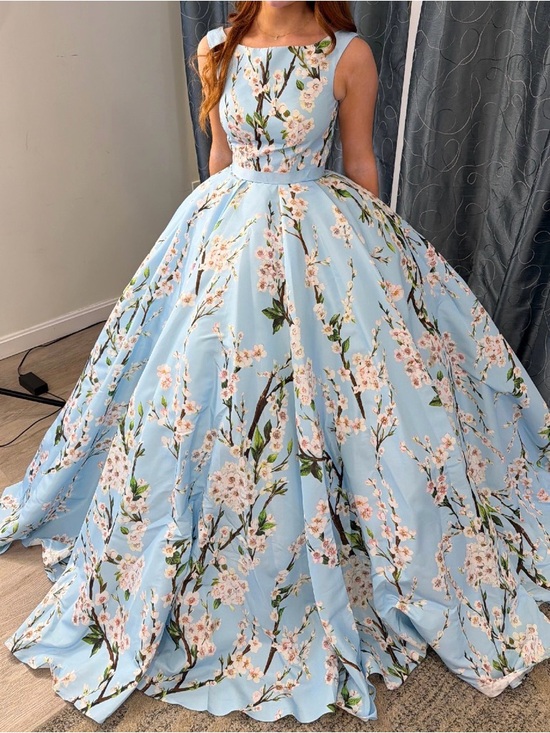 Sherri Hill Dresses & Skirts - Sherri Hill Light Blue Floral Ball Gown